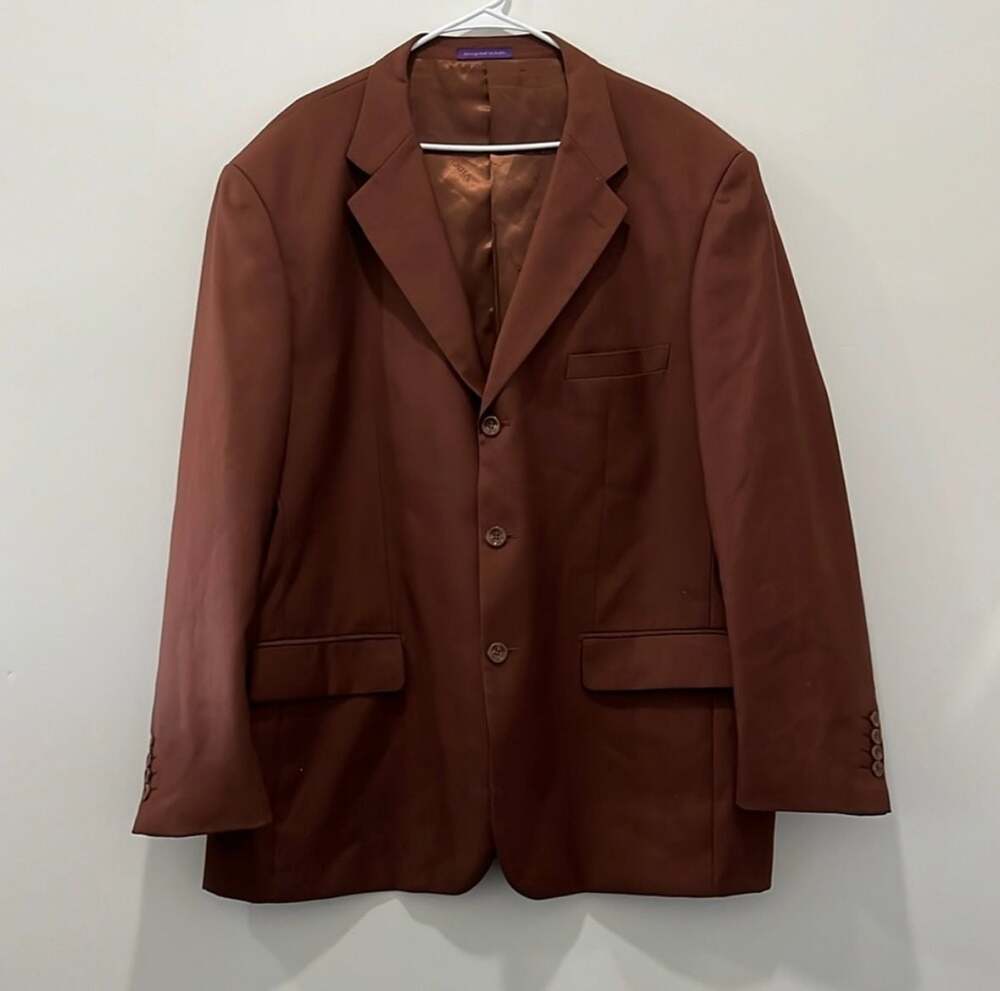 VINCI Men's Cognac Classic-Fit Suit Jacket